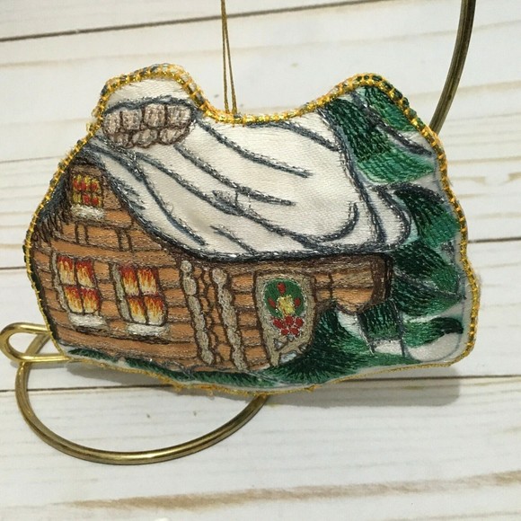 Eaton Embroidered Christmas Ornament - Cabin - Picture 2 of 2